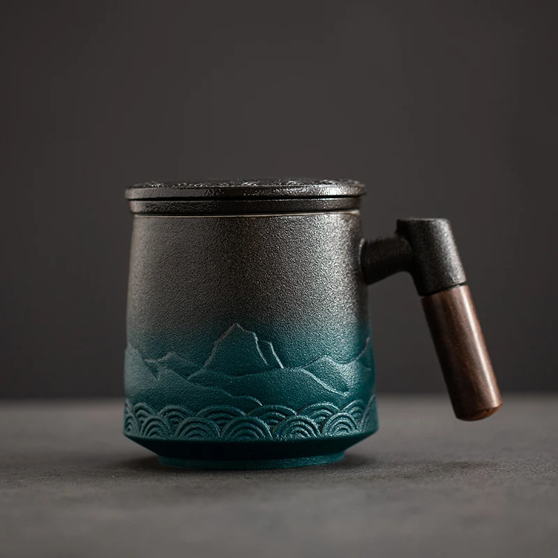 Coffee Tea Japan - Coador de cerâmica Caneca com tampa,