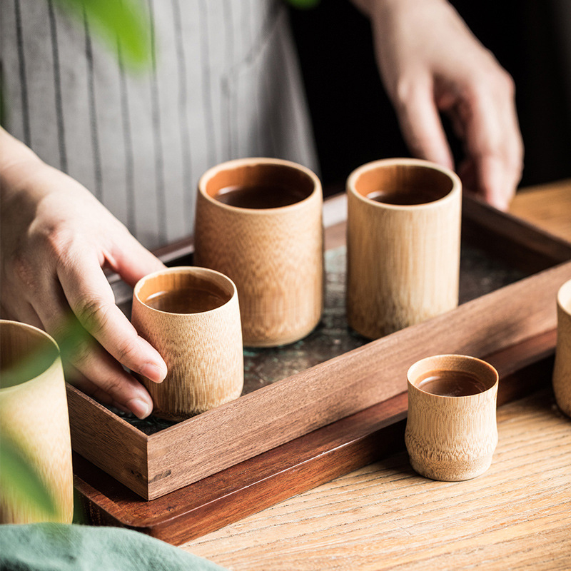 Coffee Tea Japan - Copo de bambu artesanal de madeira