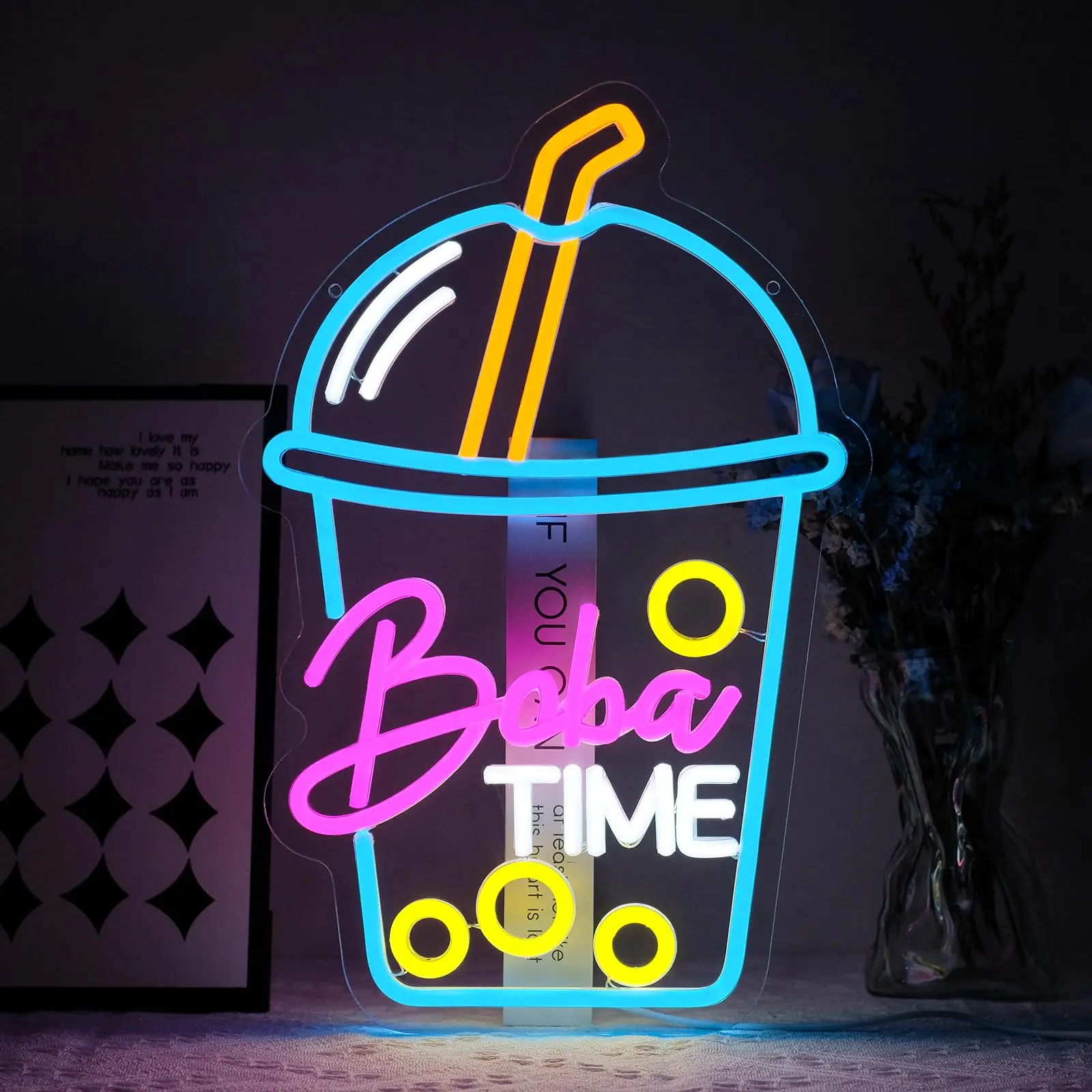 Boba time sinal de néon para d - Coffee Tea Boba avaliação e preço