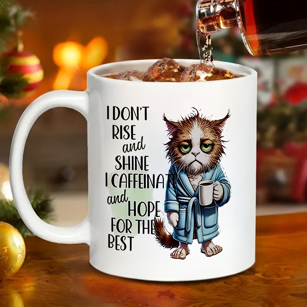 Caneca Engraçada de Gato com a - Coffee And Tea Quotes Funny avaliação e preço